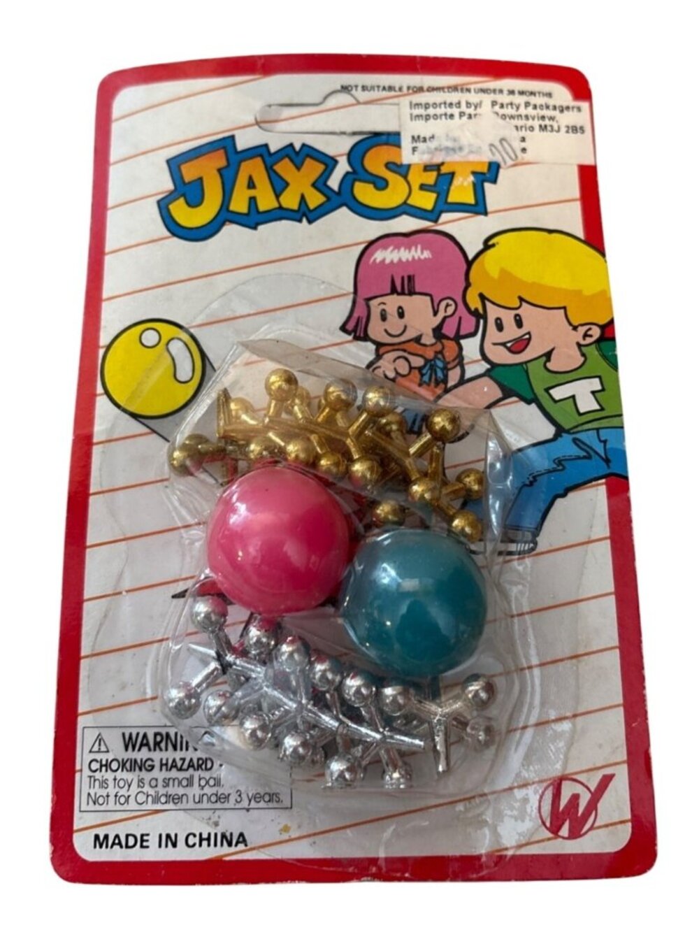Vintage Jax Set With Pink & Blue Balls And Silver & Gold Jacks Party Packagers